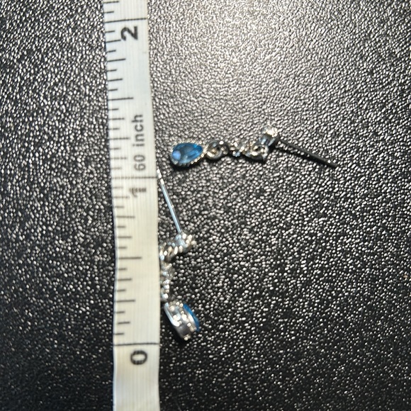 3/$25 Dainty Blue Rhinestone Water Drop Earrings - Picture 4 of 5